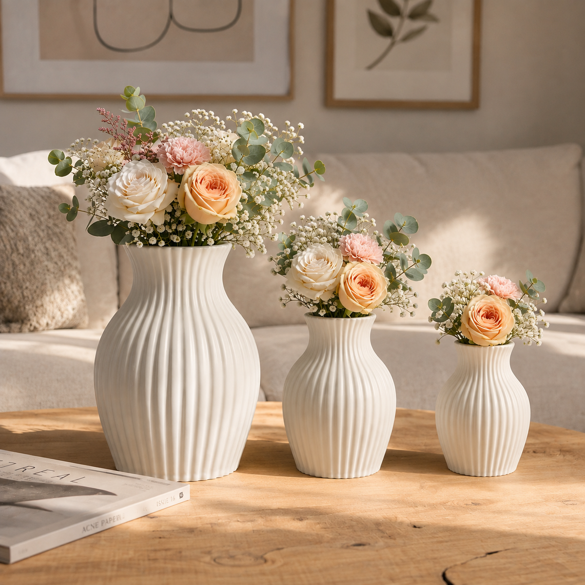 Minimalistische Rillen-Vase