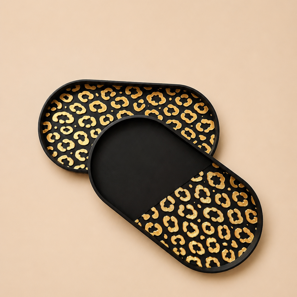 3D Druck Leopard Deko Tablett Set-2stk