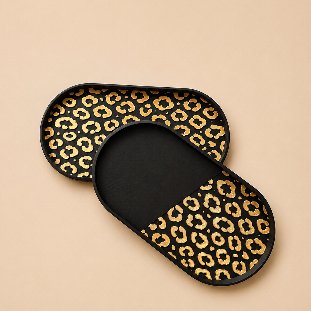 3D Druck Leopard Deko Tablett Set-2stk