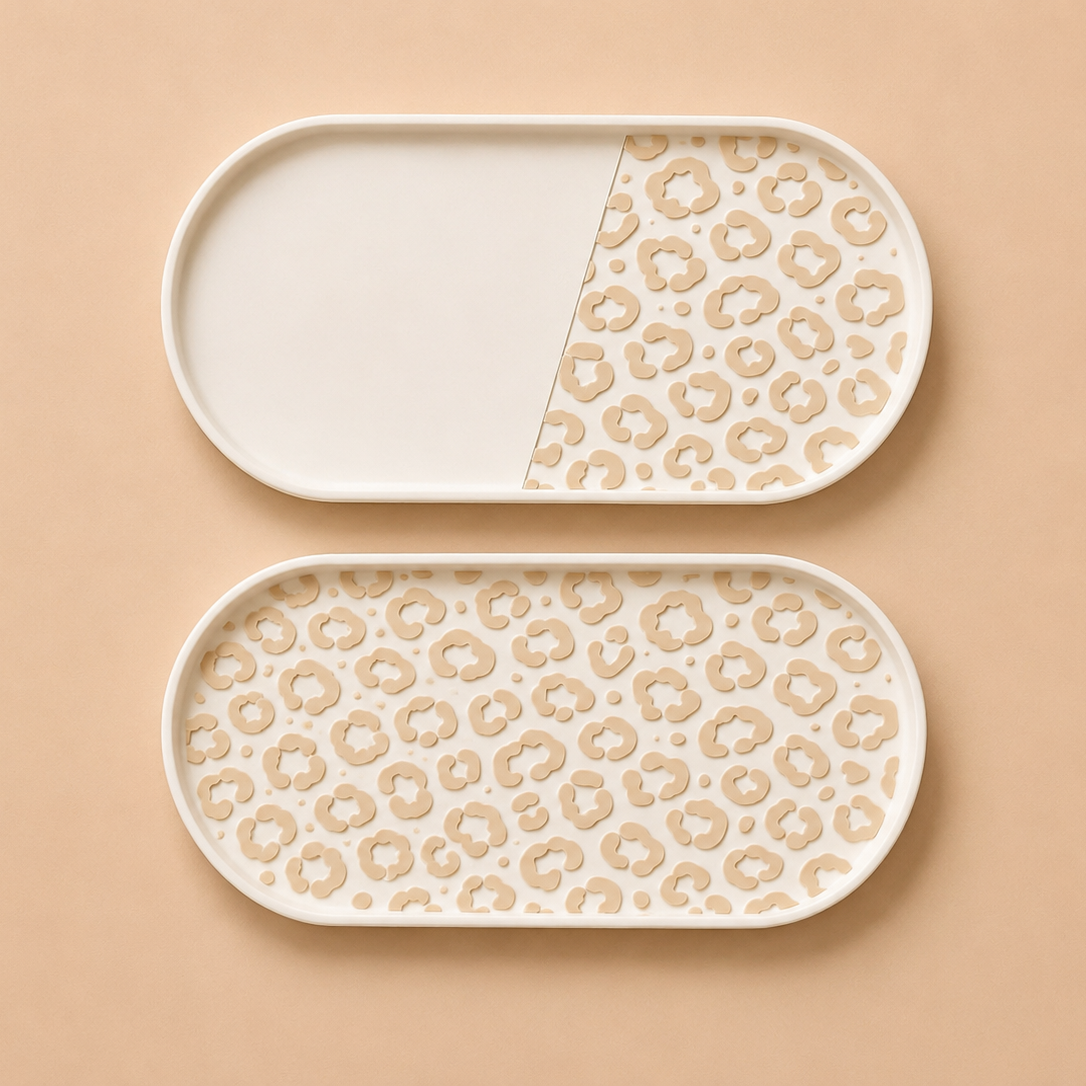 3D Druck Leopard Deko Tablett Set-2stk