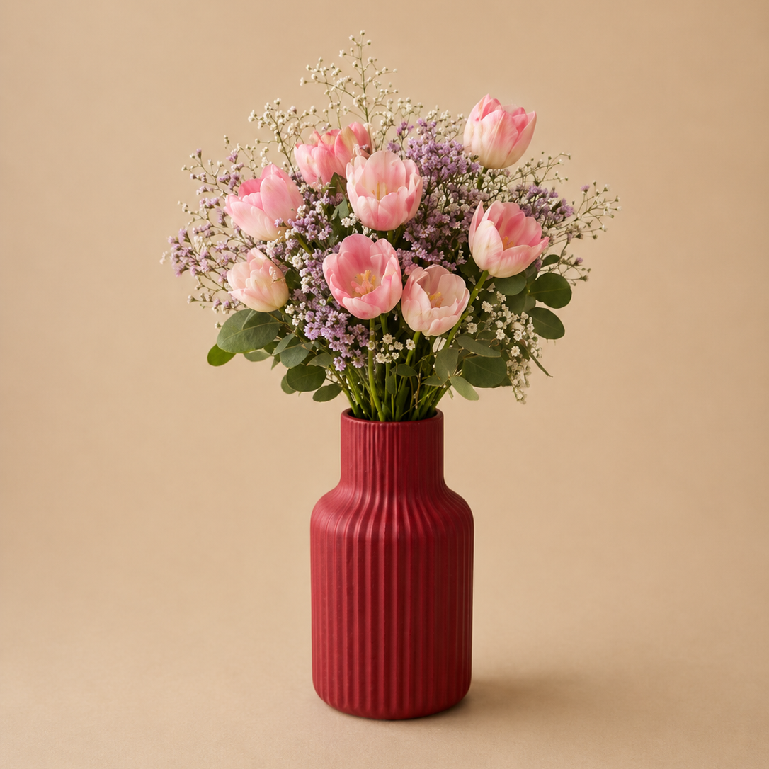 Matte Rillen Vase für Trockenblumen