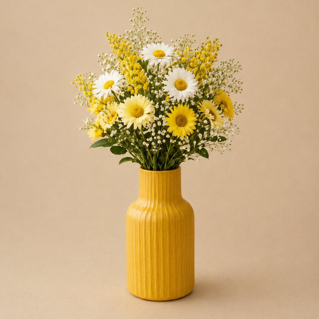 Matte Rillen Vase für Trockenblumen