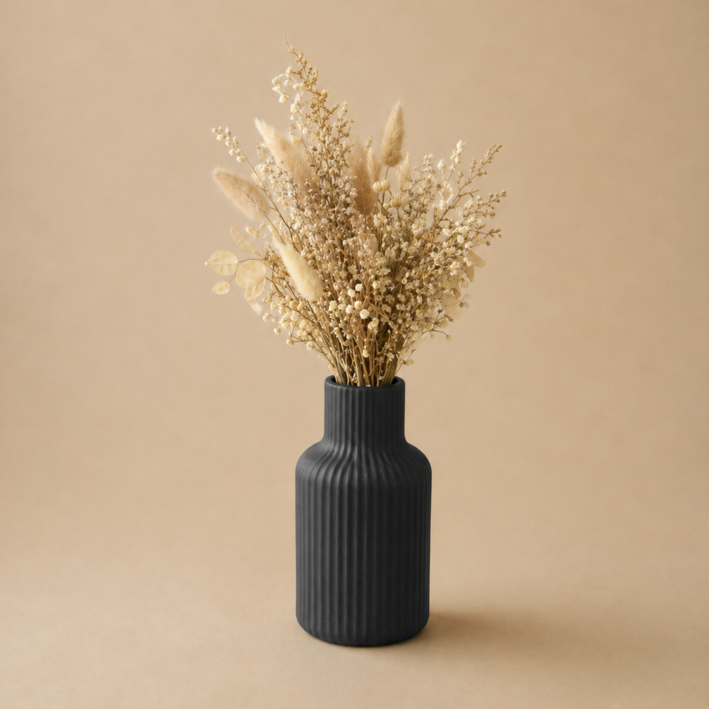 Matte Rillen Vase für Trockenblumen