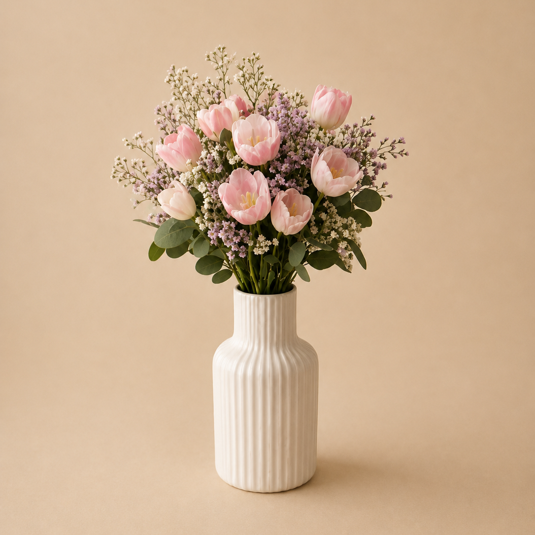 Matte Rillen Vase für Trockenblumen