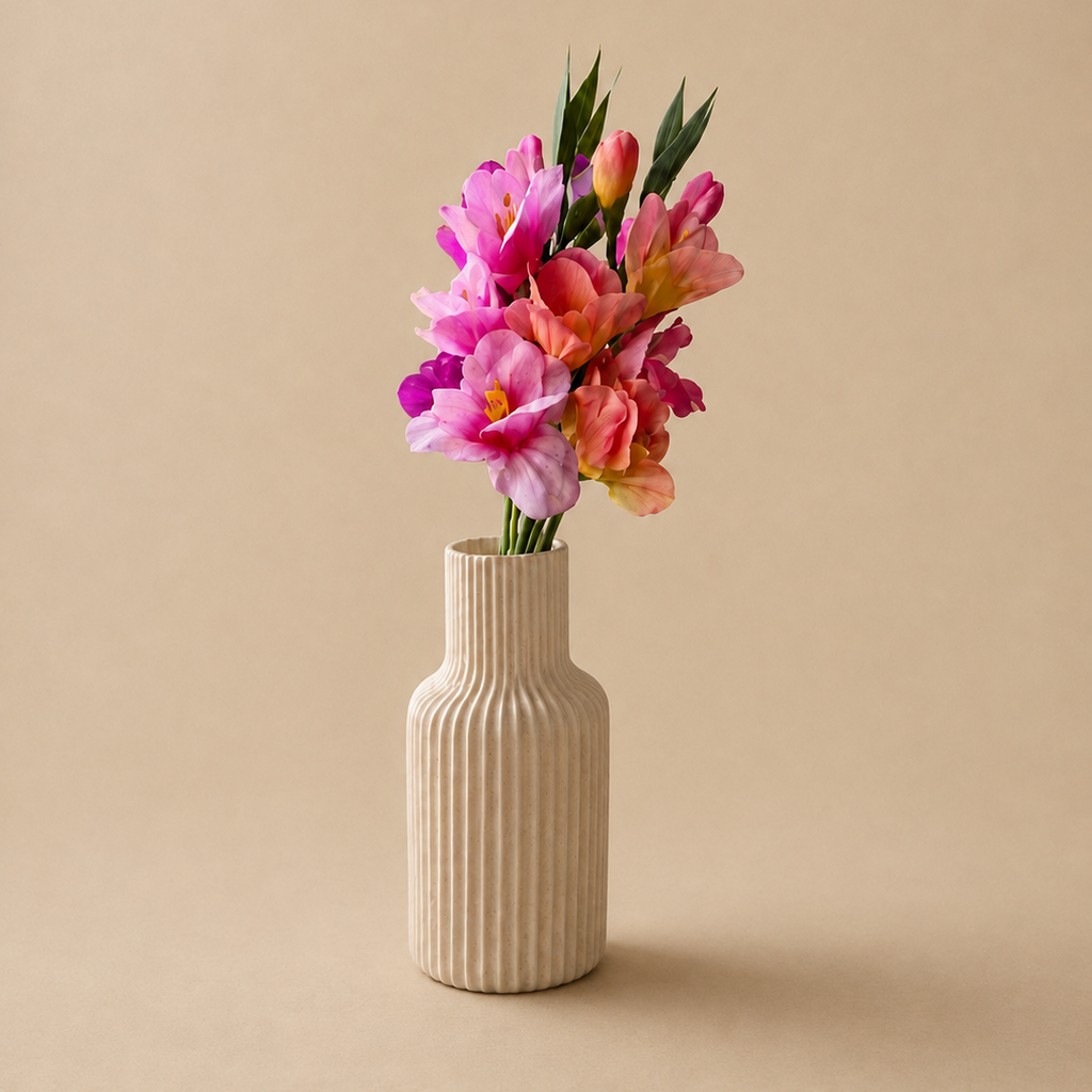 Matte Rillen Vase für Trockenblumen
