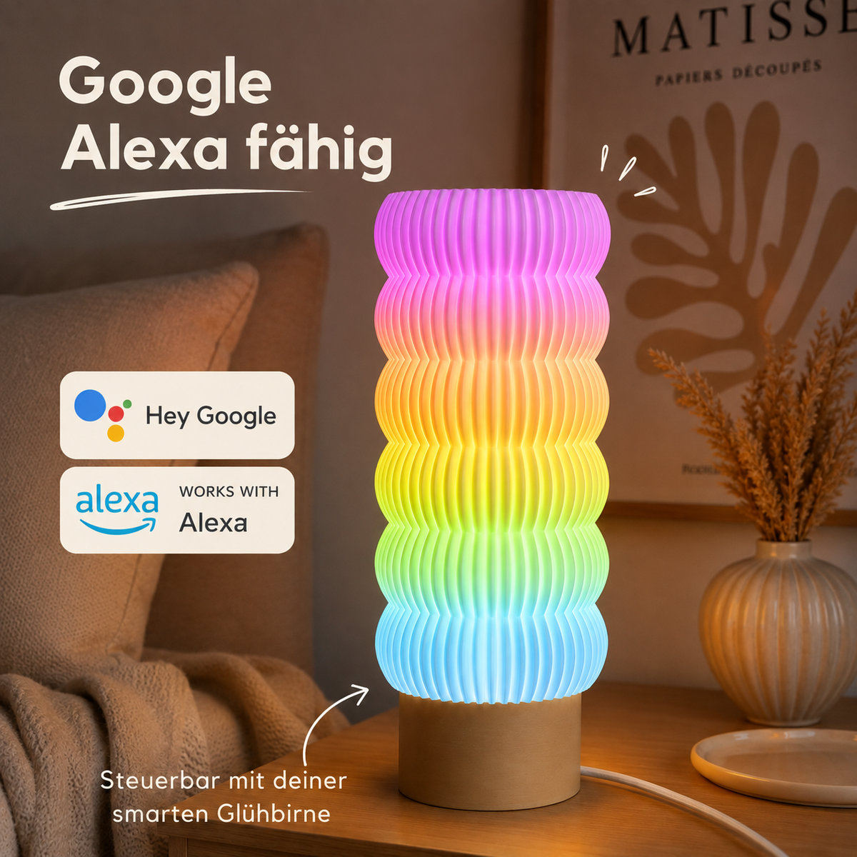 LUMÉA – 3D-gedruckte Design Tischlampe mit Wellenstruktur