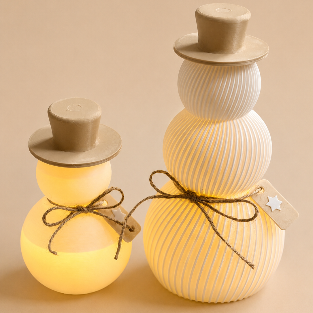 3D Druck Schneemann mit LED-Licht | Winterdeko