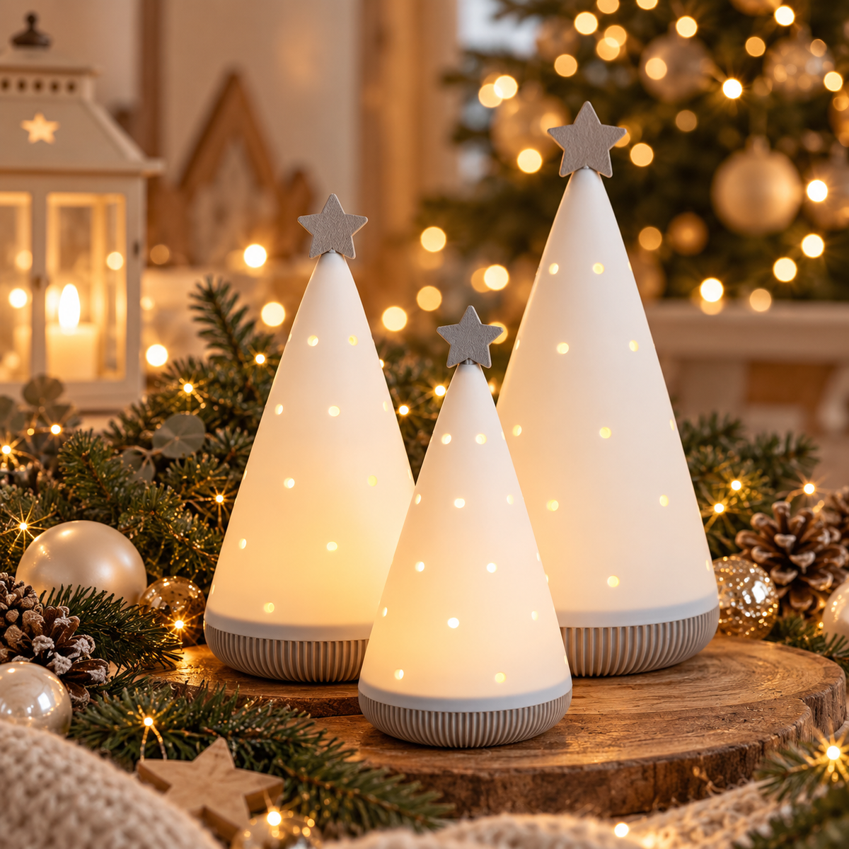LED Weihnachtsbäume „Sternenzauber“ – 3er Set
