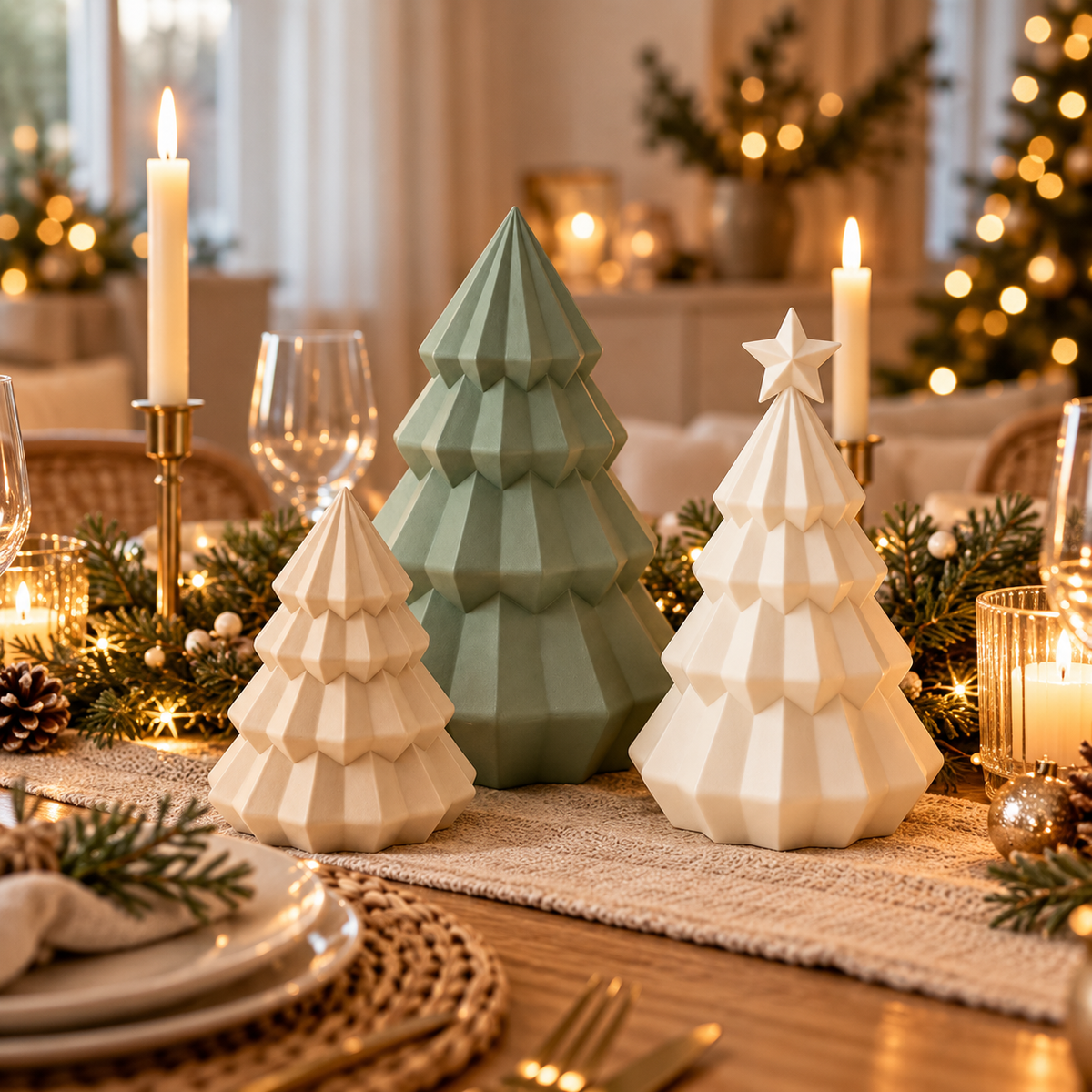 Minimalistische Weihnachtsbäume 3-er Set