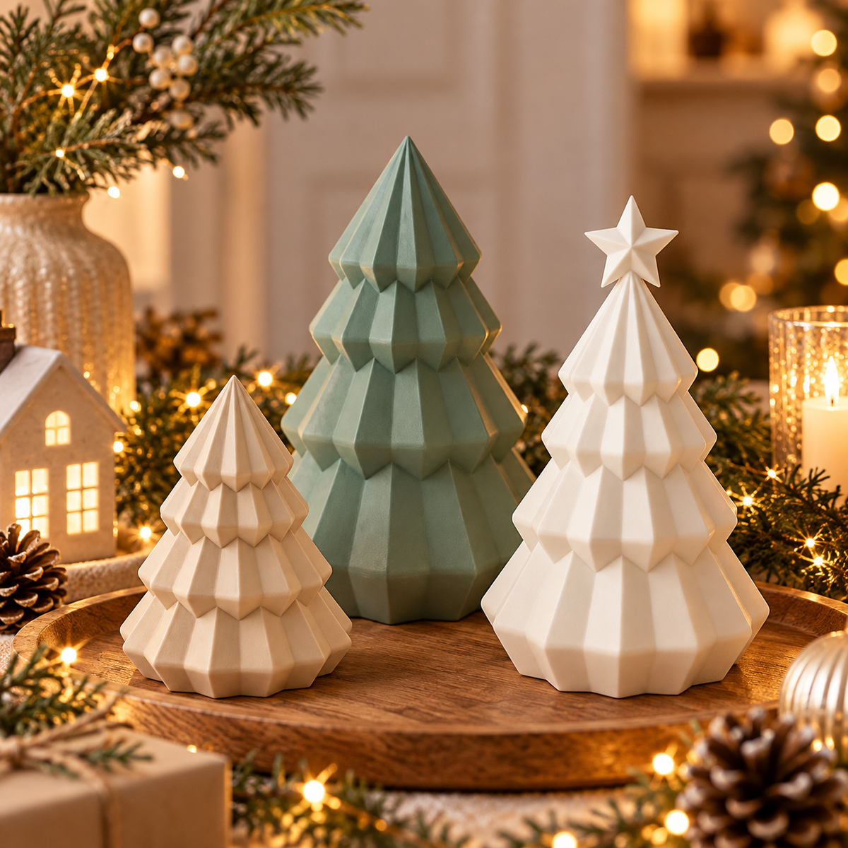 Minimalistische Weihnachtsbäume 3-er Set