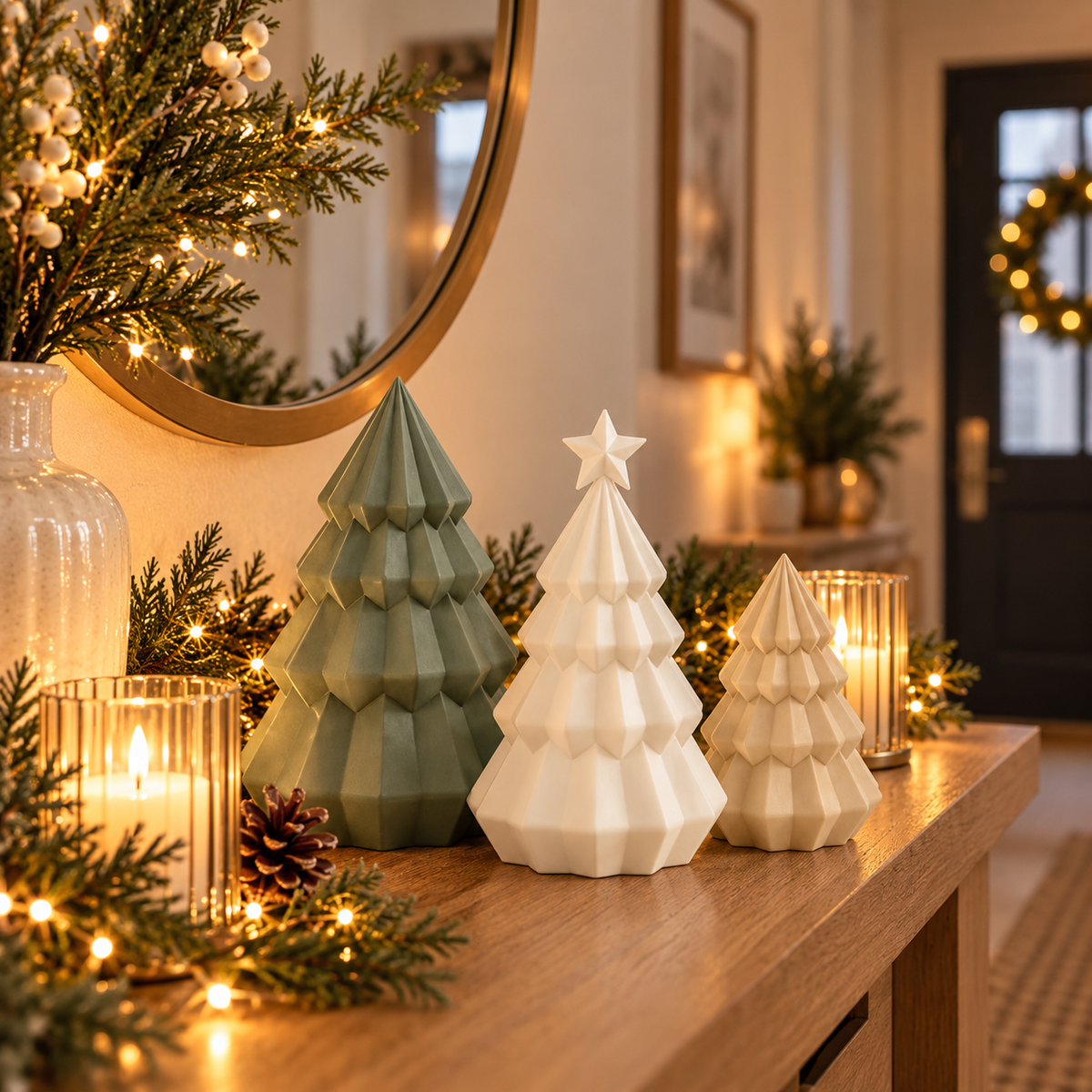 Minimalistische Weihnachtsbäume 3-er Set