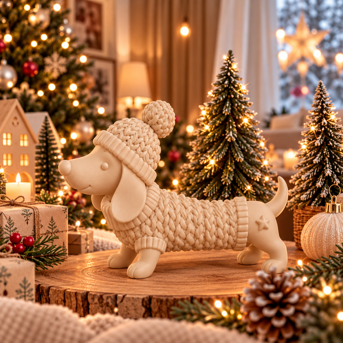 Weihnachtsdackel – Kerzenhalter für LED-Stabkerzen